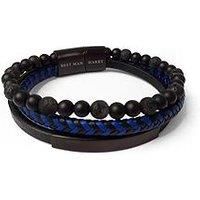 Treat Republic Personalised Mens Black Stone And Blue Cord Bracelet