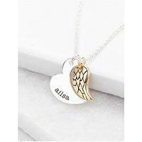 Treat Republic Personalised Silver Heart And Wing Necklace