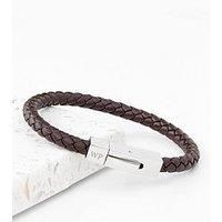 Treat Republic Personalised Mens Brown Leather Bracelet With Tube Clasp