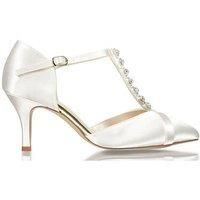 Satin 'Anika' Mid Heel Crystal T-bar Court Shoes