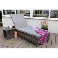 Bayamo Rattan Lounger With Side Table   Dark Grey