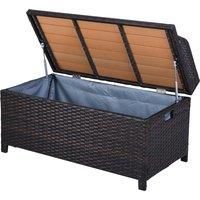 Garden Rattan Storage Box Bench Seat 2 Seater Waterproof Patio Organiser Wicker