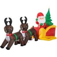 HOMCOM Inflatable Self-inflating Santa Sleigh Reindeer Christmas