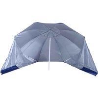 Outsunny UV Protection Fishing Beach Umbrella Brolly Shelter/w Side Panel Tent Blue