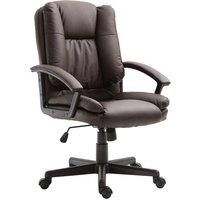 HOMCOM Swivel Executive Office Chair Mid Back Faux Leather Computer Desk Chair for Home with Double-Tier Padding, Arm, Wheels, Brown