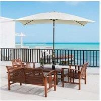 Outsunny 3x2m Patio Umbrella Canopy Parasol Garden Tilt Crank Rectangular Sun Shade Steel Cream White