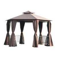 Outsunny Gazebo Canopy 2 Tier Patio Shelter Steel Beige 2M Outdoor Garden