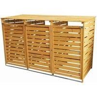 Wheelie Bin Storage Triple Wooden Natural Lockable Outdoor Store Recycling Shed