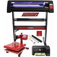 Pixmax 38cm Swing Heat Press, Vinyl Cutter With LEDs and Printer Complete Start Up Bundle