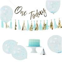 Boys Cake Smash Kit 1st Birthday With Balloons Backdrop Party Hat Tassel Garland