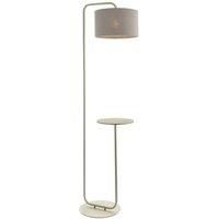 Carrara Floor Lamp Satin Champagne Paint & Slate Grey Fabric