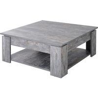 HOMCOM 2 Tier Wood Coffee Table Side Table Bottom Storage Shelf Simple Modern Living Room Grey Wood Grain