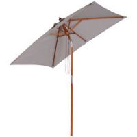 Outsunny 2x1.5m Wooden Patio Umbrella Parasol Outdoor Sunshade 6 Ribs Grey