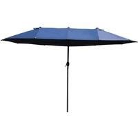 Outsunny 4.6m Garden Parasol Double-Sided Sun Umbrella Patio Market Shelter Canopy Shade Outdoor Blue - NO BASE