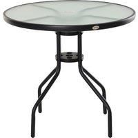 Outsunny Bistro Table Outdoor Round Dining Coffee Table Tempered Glass Top Side Table Patio Garden  80cm Diameter