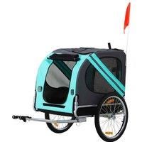 PawHut Folding Dog Bike Trailer Pet Cart Carrier for Bicycle Travel in Steel Frame - Green & Grey