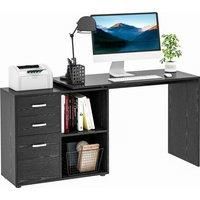 HOMCOM Computer Desk Table Workstation Home Office L Shape Drawer Shelf File Cabinet Black