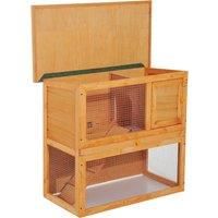 Pawhut Wooden 90cm 2 Tiers Rabbit Hutch