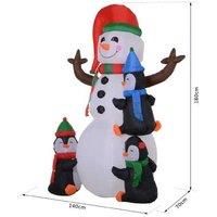 HOMCOM 6ft Inflatable Christmas Snowman with Three Penguins LED Xmas Décor Holiday Outdoor Yard Decoration