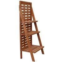 Outsunny Three-Tier Plant Stand, Wood Ladder Shelf for Flower Pot Display, Outdoor Indoor Organiser