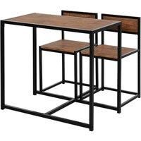 HOMCOM 3 Pcs Table Stool Set Industrial Design w/Steel Frame MDF Panels Living Room Bar Modern Furniture