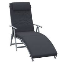 Outsunny Sun Lounger Recliner Foldable Padded Seat Adjustable Texteline