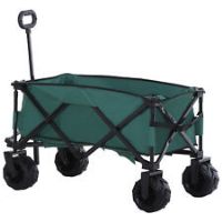 Outsunny Outdoor Cart Folding Cargo Wagon Trailer Beach w/ Telescopic Handle