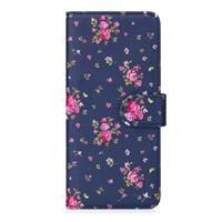 32nd Floral Series 2.0 - Design PU Leather Book Wallet Case Cover for Sony Xperia 5 II (2020), Designer Flower Pattern Wallet Style Flip Case With Card Slots - Vintage Rose Indigo