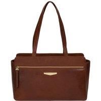 Pure Luxuries London Alessandra Zip Top Leather Handbag - Brown