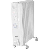 Warmlite WL43005YTW 11 Fin Oil Filled Radiator with Timer, 3 Heat Settings, Adjustable Thermostat, Overheat Protection, Power Indicator Light, Easy Glide Castor Wheels, 2500 W, White