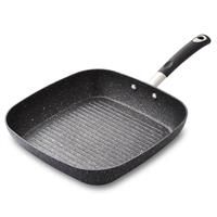 Tower T900115 Precision 28cm Non-Stick Forged Aluminium Grill Pan Diamond Coating, Soft Grip Handle, Black