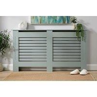 Home Source Radiator Cover Wooden MDF Wall Cabinet Shelf Slatted Grill Modern, Grey, Small