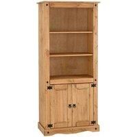 Corona 2 Door Display Unit Bookcase Wax Pine with 3 Shelves