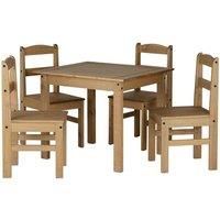 Panama Dining Set 4 Chairs in Waxed Pine