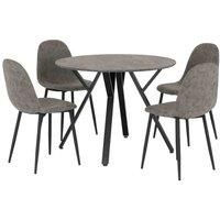 Seconique Athens Round Dining Set in Concrete Effect/Black