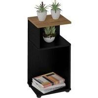 Seconique Naples Plant Stand/Side Table in Black/Pine Effect, Engineered Wood, W 300mm x D 250mm x H 595mm