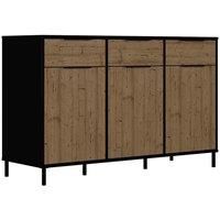 Seconique Madrid 3 Door Sideboard in Black/Acacia Effect