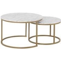 Seconique Dallas Round Coffee Table Set in Marble/Gold Effect