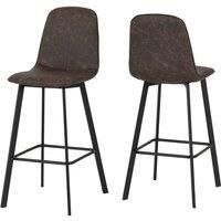 Seconique Pair of Bar Chairs, Brown Faux Leather, W 420mm x D 540mm x H 1035mm