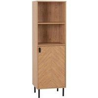 LEON MEDIUM OAK EFFECT & BLACK 1 DOOR 2 SHELF CABINET