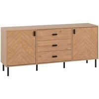 Leon 2 Door 3 Drawer Sideboard Medium Oak Effect Metal Legs