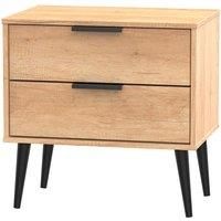 Hirato 2 Drawer Sof Oak Midi Chest With Black Wooden Legs