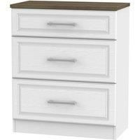 Trent Ready Assembled 3 Drawer Deep Chest White Ash