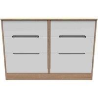 Ready Assembled Barquero 6 Drawer Midi Chest - White Matt and Bardolino Oak