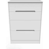 Ready Assembled Barquero 4 Drawer Deep Chest - White Matt