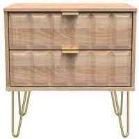 Welcome Furniture Ready Assembled Cuba 2 Drawer Midi Chest - Bardolino Oak