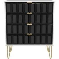 Ready Assembled Cuba 4 Drawer Chest - Deep Black and White