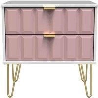 Welcome Furniture Ready Assembled Cuba 2 Drawer Midi Chest - Kobe Pink and White