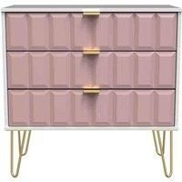 Welcome Furniture Ready Assembled Cuba 3 Drawer Chest - Kobe Pink and White