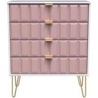 Ready Assembled Cuba 4 Drawer Chest - Kobe Pink and White